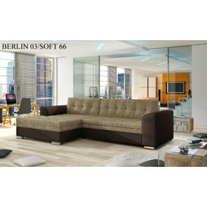 Rohová sedací souprava CONFORTI , levé provedení Provedení: Berlin 03 + Soft 066 dark brown