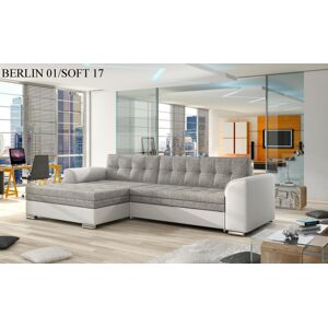 Rohová sedací souprava CONFORTI , levé provedení Provedení: Berlin 01 + Soft 017 white