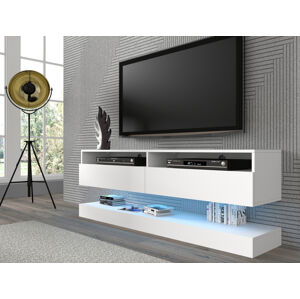 Televizní stolek DUO 160 cm závěsný s panelem bílý mat