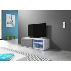 Televizní stolek BEST s LED osvětlením, bílý/šedý