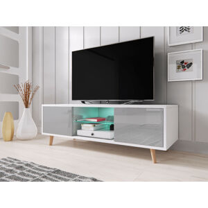 Televizní stolek Sweden bílý/šedý s LED osvětlením