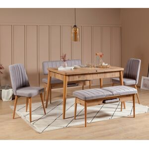 Jídelní set stůl, židle VINA borovice atlantic, šedá