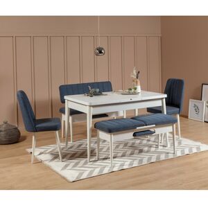 Jídelní set stůl, židle VINA bílý, modrý