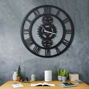 Nástěnné hodiny OZUBENÁ KOLA černé 70 cm