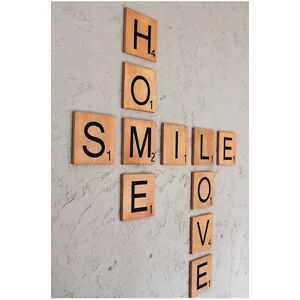 Dřevěná nástěnná dekorace HOME SMILE LOVE polydřevo 15 cm