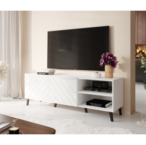 Televizní stolek Abeto 150 Provedení: Bílá/bílý lesk