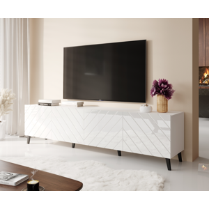 Televizní stolek Abeto 200 Provedení: Bílá/bílý lesk