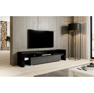 Televizní stolek Toro 200 Barva nábytku: Černý mat/Šedý lesk