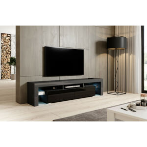 Televizní stolek Toro 200 Barva nábytku: Šedý mat/Černý lesk