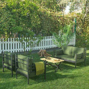 Zahradní nábytek set MANYAS 2+1+1 černá zelená