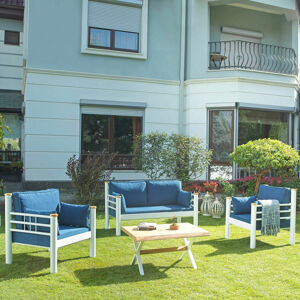 Zahradní nábytek set KAPPIS 2+1+1 bílá tmavě modrá