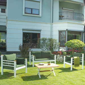 Zahradní nábytek set KAPPIS 2+1+1 bílá zelená