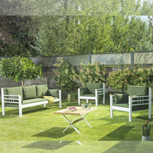 Zahradní nábytek set KAPPIS 3+1+1 bílá zelená
