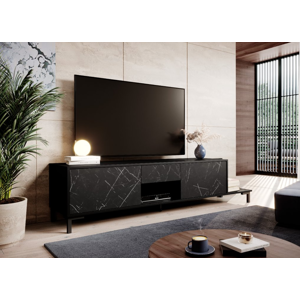 Televizní stolek Marmo Barva: Černý mat/černý mramor