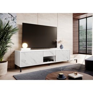 Televizní stolek Marmo Barva: Bílý mat/bílý mramor