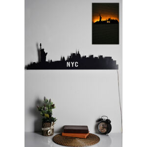 Nástěnná dekorace NYC SKYLINE s LED osvětlením žlutá