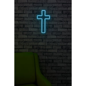 Nástěnná dekorace s LED osvětlením CROSS SIGN modrá