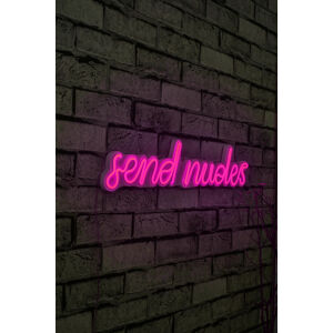 Nástěnná dekorace s LED osvětlením SEND NUDES růžová