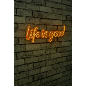 Nástěnná dekorace s LED osvětlením LIFE IS GOOD žlutá