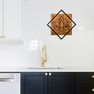 Nástěnná dekorace LOTUS dřevo kov černá