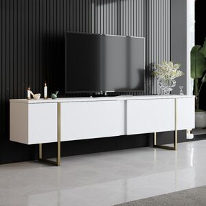 Televizní stolek LUXE bílý zlatý