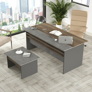 Set kancelářského nábytku VS6 hnědý šedý antracit