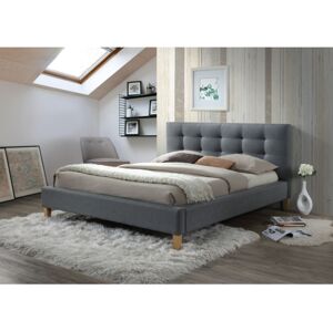 Signal Čalouněná postel TEXAS 140 x 200 cm barva šedá / dub